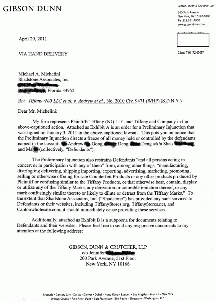 Issued Another Lawyer Letter Part Of Doing Internet Ecommerce Business 