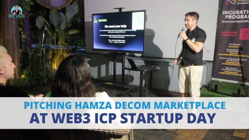 Pitching Hamza decom marketplace at web3 ICP startup day