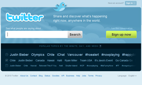 twitter landing page