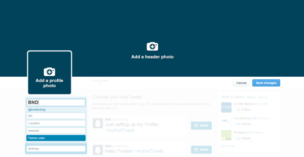 twitter profile page